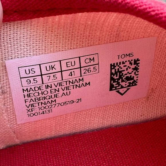 Toms Women's Heritage Canvas Caramel Sneaker Strawberry Milkshake Size 9.5M - Picture 7 of 7